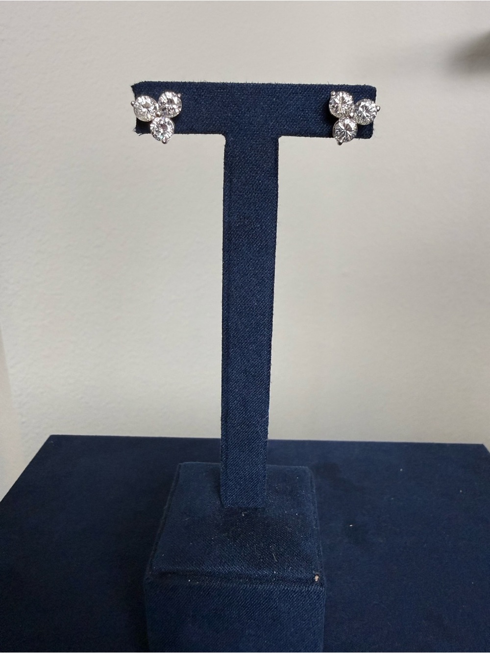 14k White Gold and Lab Grown Trillion cut Diamond Studs